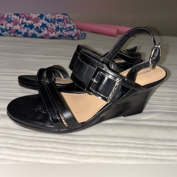 Antonio Melani Clawdia Black Wedges Size 10m - Picture 3 of 5